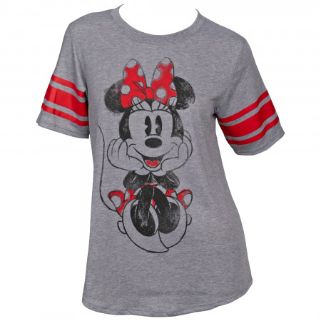 Disney Minnie Mouse Women's Striped Football T-Shirt